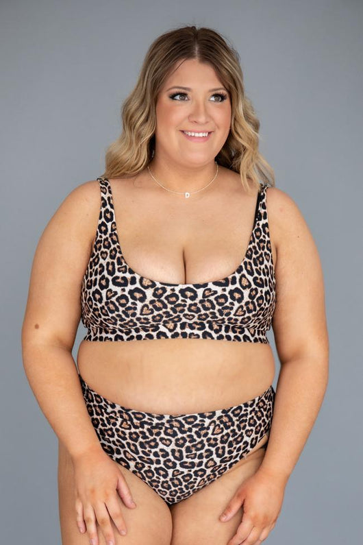 Aloha Darling Leopard Print High Waisted Bikini Bottoms