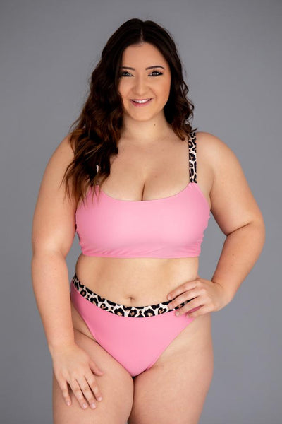 Goddess Glow Leopard Print Pink Bikini Top