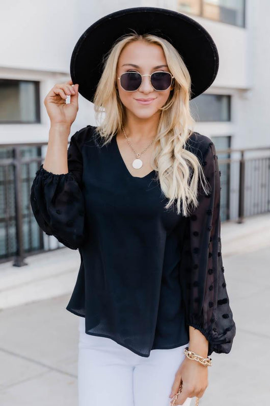 Live For The Applause Black Blouse