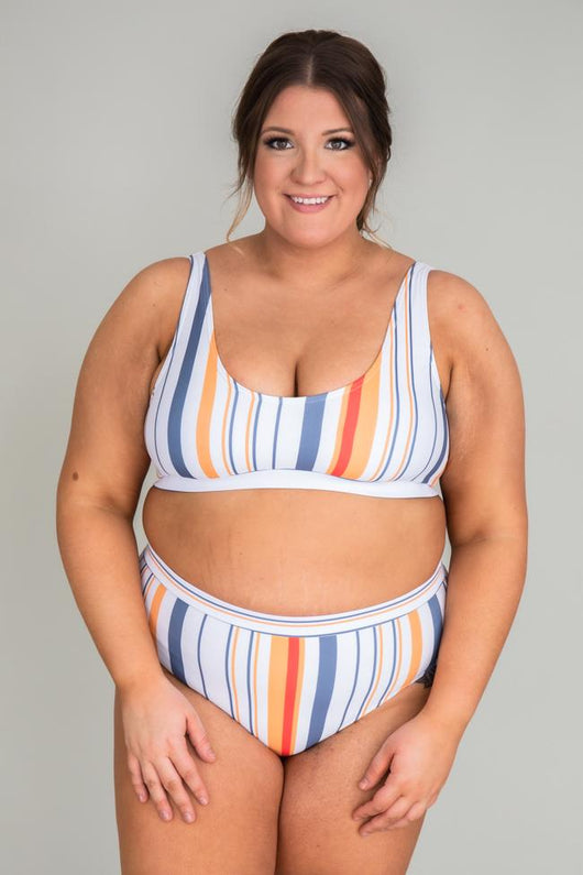 Brightest Days Grey Striped Bikini Bottoms