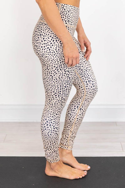 Running After You Spotted Taupe Leggings FINAL SALE