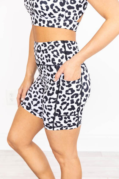 Running After You Animal Print White Biker shorts FINAL SALE