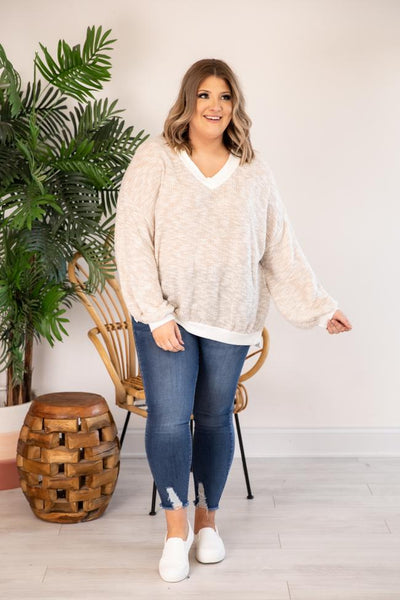 So Wonderful To Me Taupe Pullover