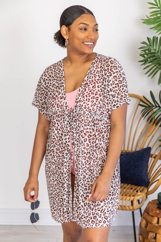 Coastal Dreams Mesh Leopard Print Cover Up