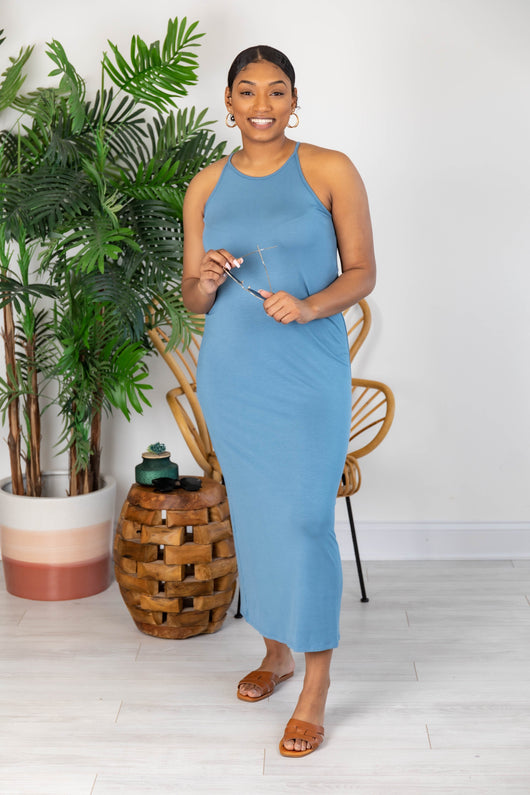 Longing For You Blue Midi Tank Dress