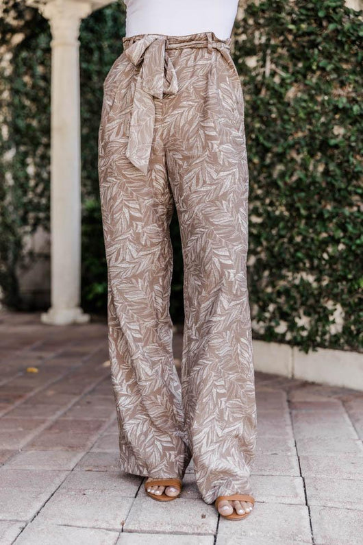Sunny Day Getaway Printed Taupe Pants