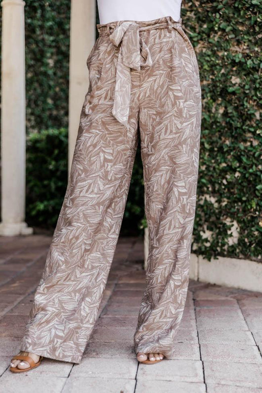 Sunny Day Getaway Printed Taupe Pants