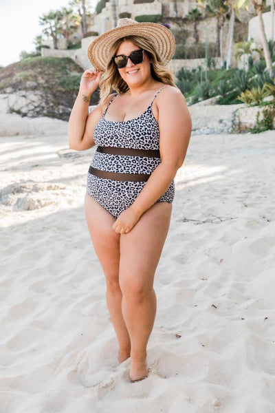 Ocean Oasis Leopard Print Mesh White Swimsuit FINAL SALE