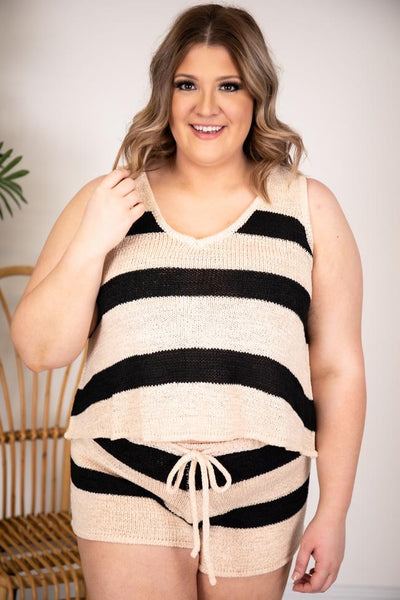 Wonder Often Striped Black Shorts