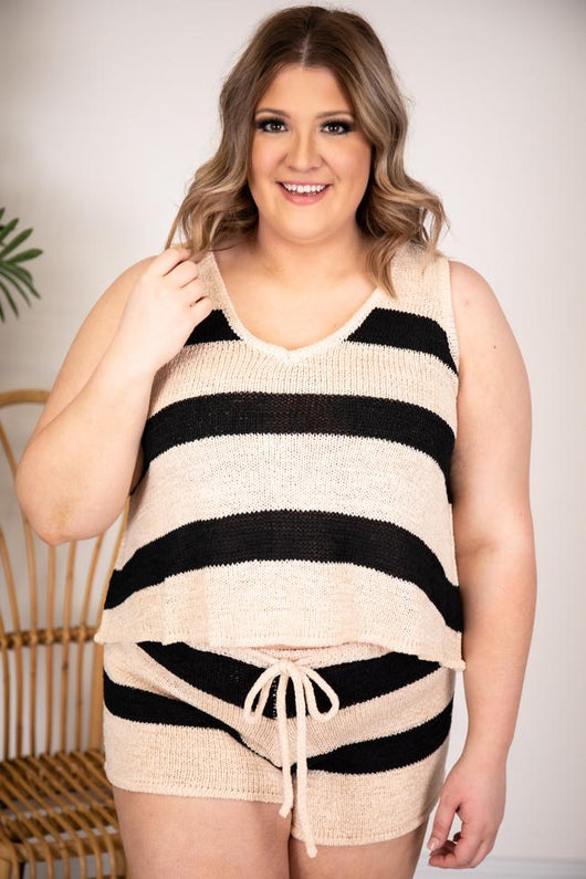 Wonder Often Striped Black Shorts