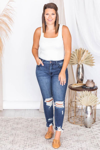 Brooklyn Distressed Dark Wash Jeans