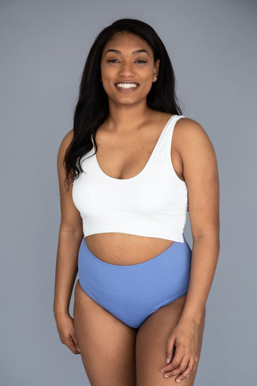 Tidal Waves Cutout Blue Ribbed One Piece Swimsuit