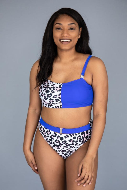Beach Bum Leopard Print Blue Bikini Bottoms FINAL SALE