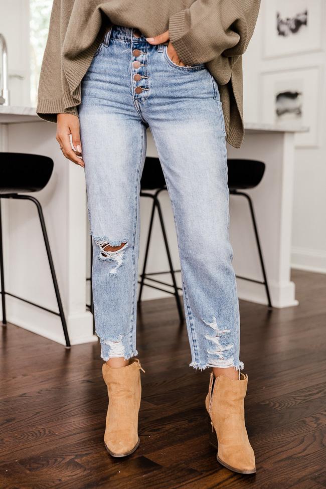 Lucy Distressed Girlfriend Medium Wash Jeans