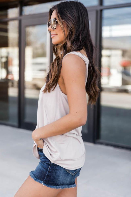 Never A Shadow Of Doubt Henley Beige Tank