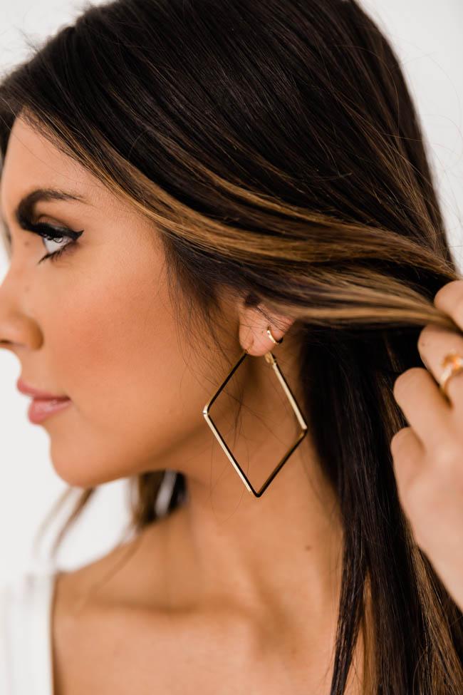 Girls Night Out Diamond Shaped Gold Earrings