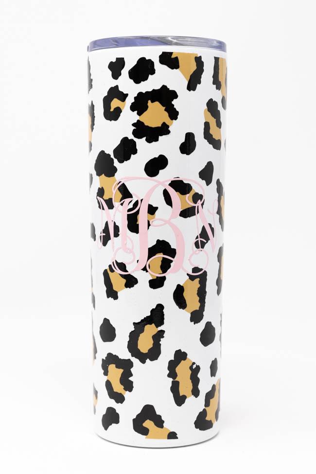 On Island Time 20oz Monogram Brown Animal Print Skinny Tumbler