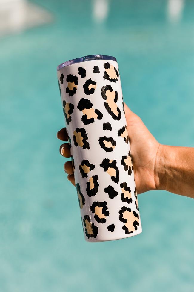 On Island Time 20oz Brown Animal Print Skinny Tumbler