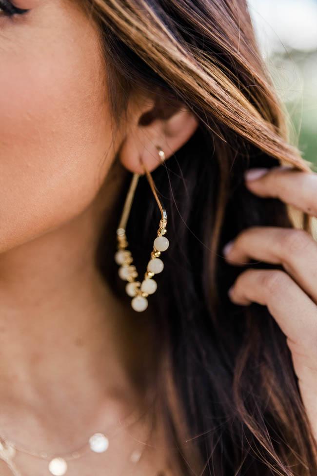 Uptown Party Cream Beaded Earrings