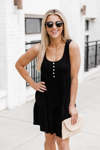 Endless Ideas Black Babydoll Knit Tank Dress