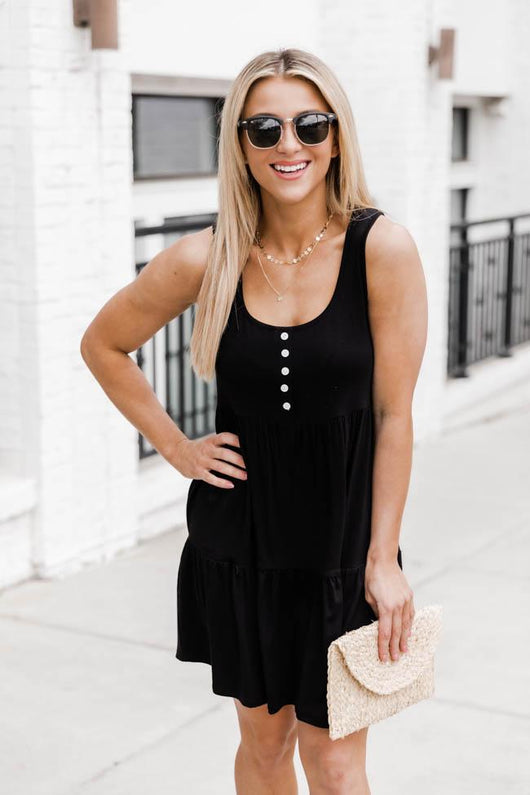 Endless Ideas Black Babydoll Knit Tank Dress