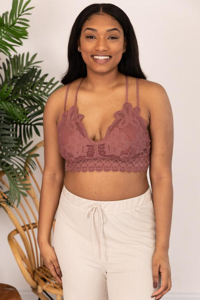 So This Is Love Dark Mauve Lace Bralette
