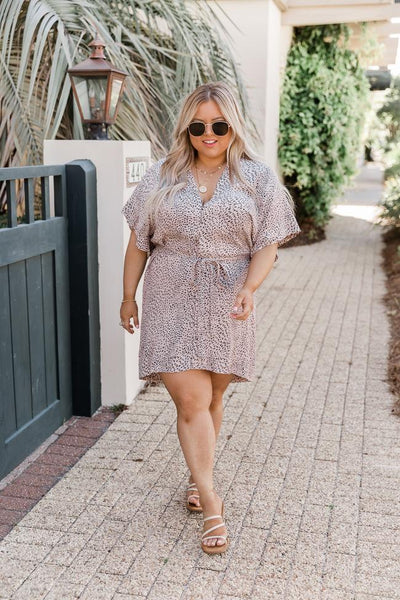 Perfect Together Pink Leopard Print Belted Shirt Dress