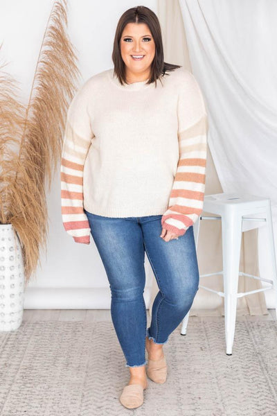 Make It Yours Pink Striped Sweater