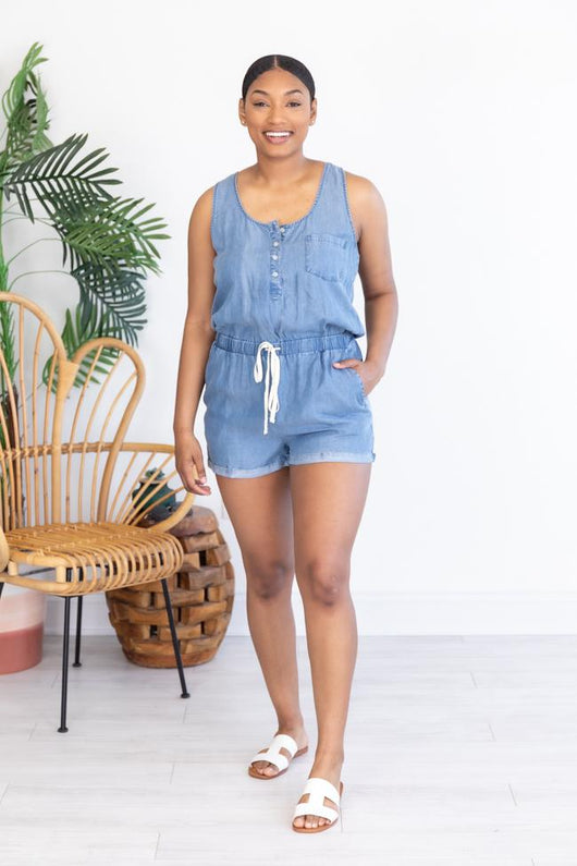 Walking Away Navy Romper