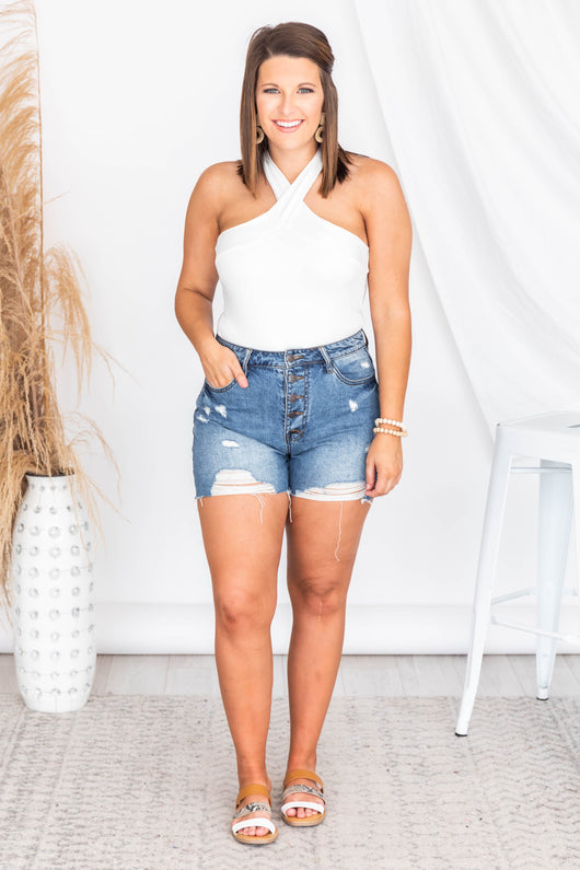 Careless Dreaming White Cross Front Bodysuit