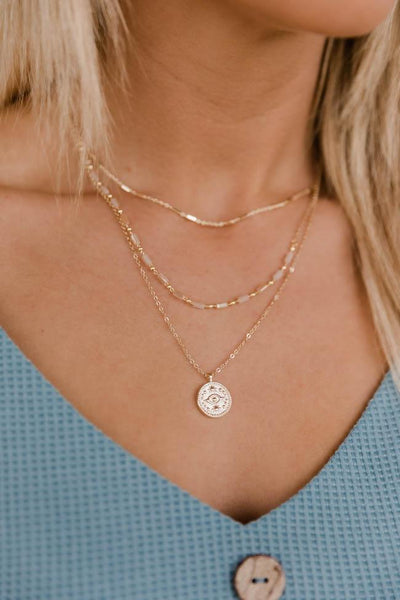 Forgiving Smile Gold 3 Layered Necklace