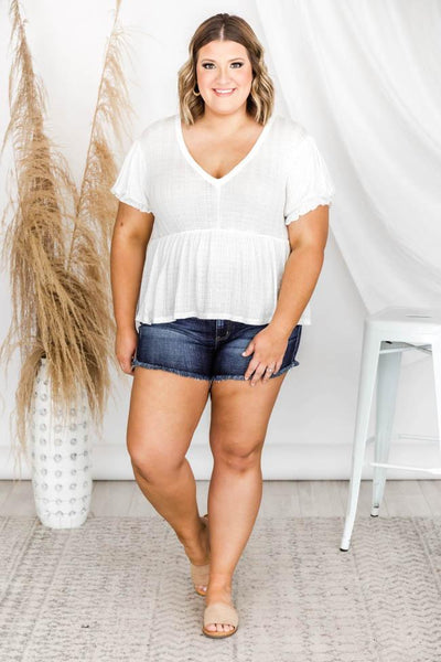 LIVING MY BEST STYLE X PINK LILY Nostalgic Goodbye White Babydoll Blouse