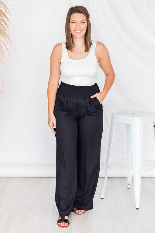 Fashionista Forever Black Smocked Knit Pants