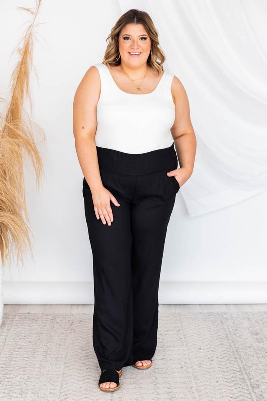 Fashionista Forever Black Smocked Knit Pants