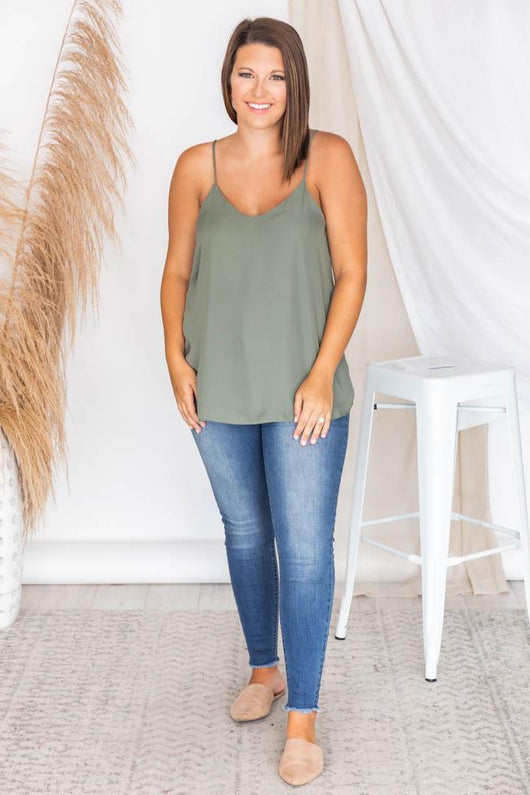 Getting Back Together Olive Cami Tank