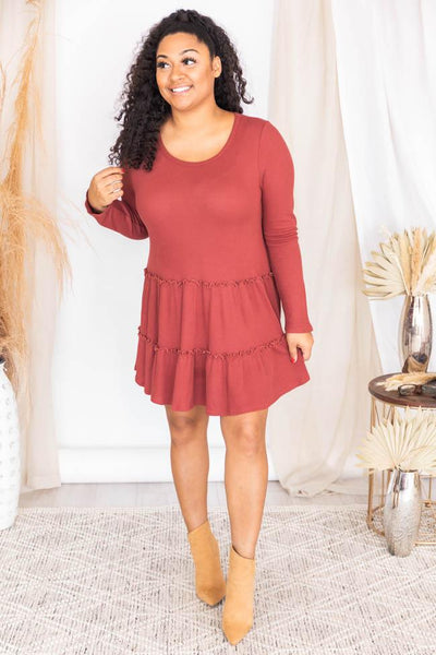 Chasing Sunrises Brick Tiered Babydoll Dress