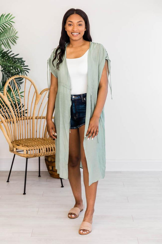 Coastal Tide Mint Duster Kimono FINAL SALE