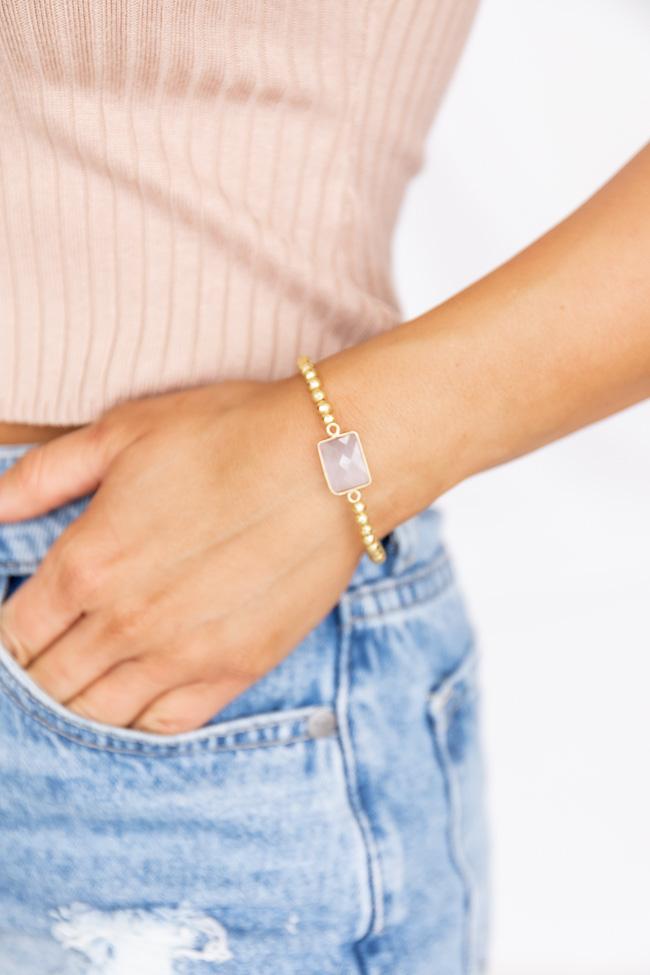 Make It Happen Gold Beaded Stone Bracelet