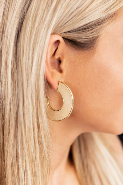 Strike Out Ivory/Gold Semi Circle Earrings
