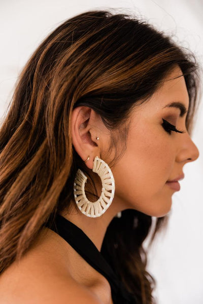 Say Hello White/Gold Woven Hoops