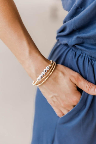 Careful Love 3 Layered Happy Bracelet Set Gold