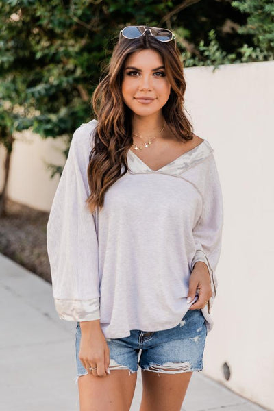 Brings Back Memories Oatmeal Camo Blouse
