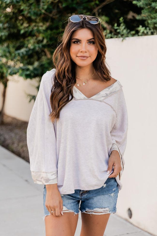 Brings Back Memories Oatmeal Camo Blouse