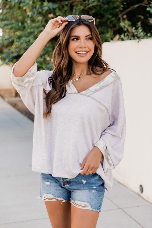 Brings Back Memories Oatmeal Camo Blouse