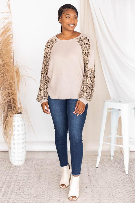 Peaceful Wish Mocha Leopard Print Pullover