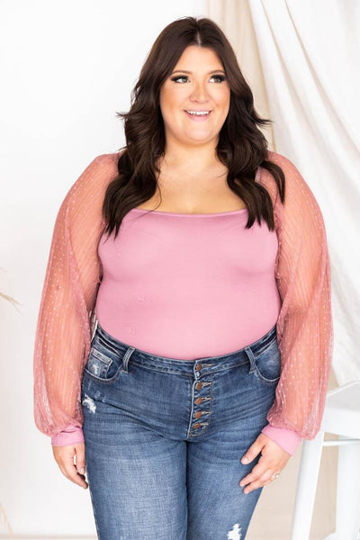 Tried Your Best Mauve Swiss Dot Bodysuit