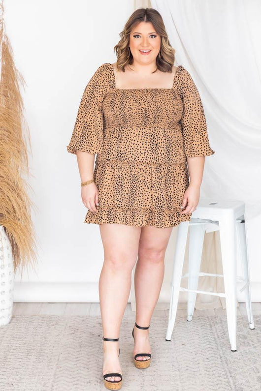 Running Through Gardens Brown Leopard Print Dress