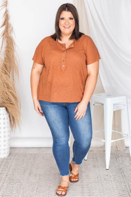 Undoubting Memories Brown Henley Tee