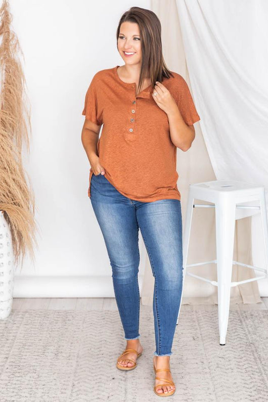 Undoubting Memories Brown Henley Tee
