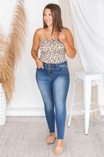 Chase You Down Tan Animal Print Bodysuit